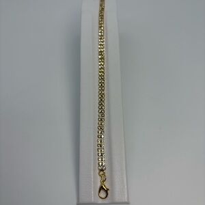 2 Row Clear Rhinestone Gold Tennis Bracelet